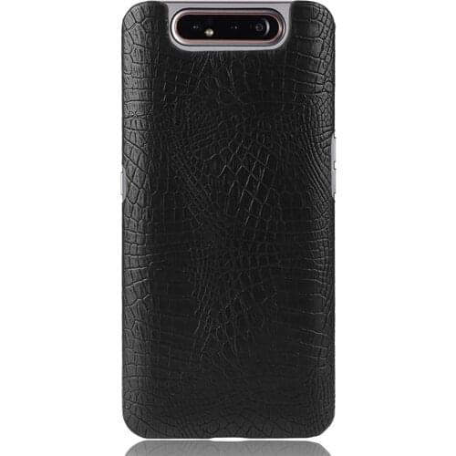 Retro Leather Phone Protective Case for Samsung Galaxy A80/A90 Smartphone Parts Crocodile Pattern Back Cover Solid Color Shell