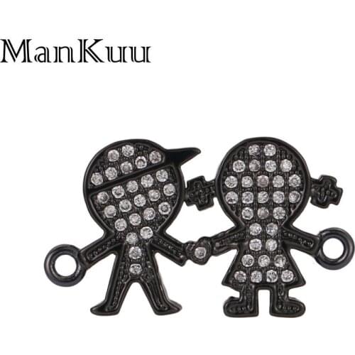ManKuu Gold Plating Friendship Connectors Charms For Jewelry Making Micro Pave Jewelry Findings Accessories Wholesale Bulk Lots