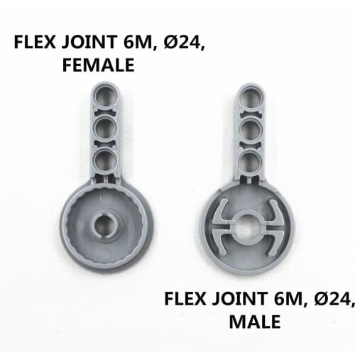 MOC Technic Parts 4pcs FLEX JOINT 6M, DIA24, MALE & FEMALE compatible with lego for kids boys toy 44224 & 44225