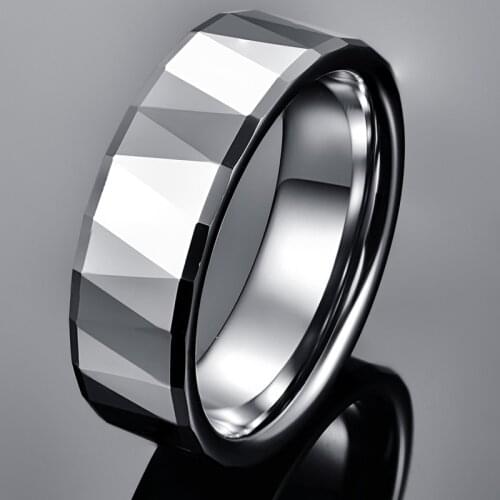 Mens Tungsten Steel Wedding Ring Outer Surface Chamfered Batch Steel Polished Tungsten Carbide Anel Masculino