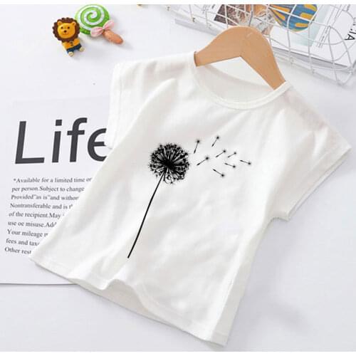 Dandelion Wildflower Bouquet Plant Print Boys Clothes T Shirt Girl Casual Kids Tshirt Cartoon Girls T Shirts Unisex Cute