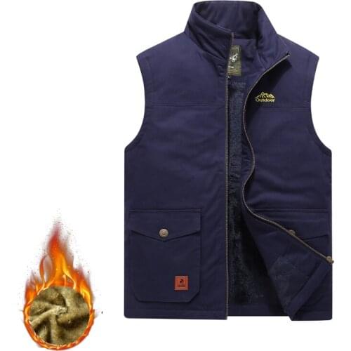 Autumn Winter Mens Sleeveless Jacket Fleece Mens Vest Warm Unloading Military Muilt Pocket Tactical Coat Fur Waistcoat Men 8XL