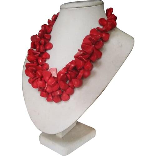 18 inches Irregular Red Seed Coral Beaded Necklace