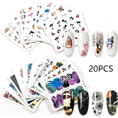 20pcs Mixed Designs Nail Sticker Beauty Flower Water Transfer Decal Watermark Nail Art Decoration for Manicure Watermark