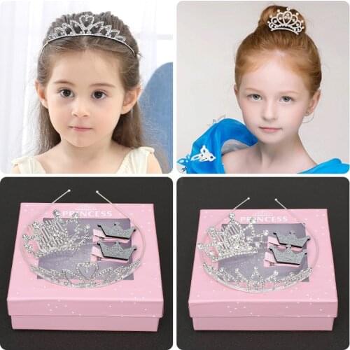 Cute Princess Crown hairband Hairpin Gift Set for Baby Girls hair head hoop bands hairgrips children tiara headdress accessories