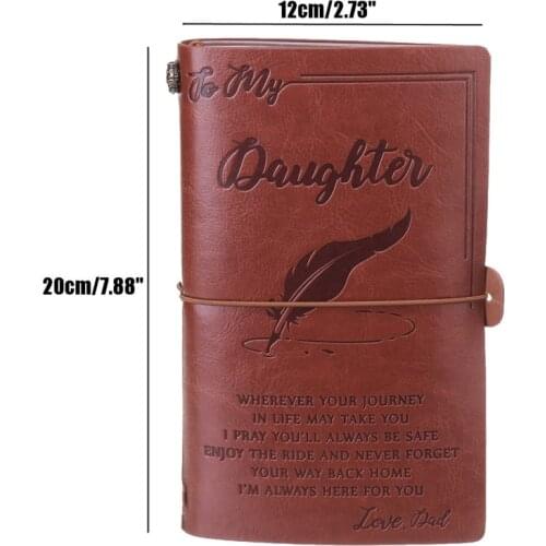 Advanced Elegant Handcrafted Diary Notebook Engraved Leather Journal Message Note Book to My Daughter Son Man Wife
