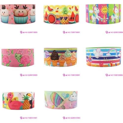 Q&N ribbon 16mm ~ 75mm Turtle unicorn summer watermelon 50yard Ribbons gift box with logo DIY /FOE free shipping