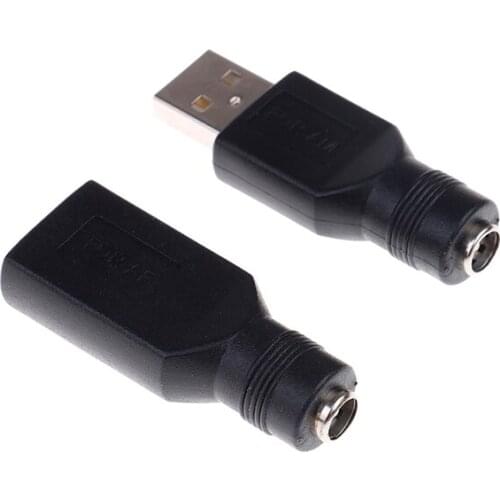 Female Jack To USB 2.0 Male Plug / Female Jack 5V DC Power Plugs Connector Adapter Laptop 5.5*2.1mm Drop Ship