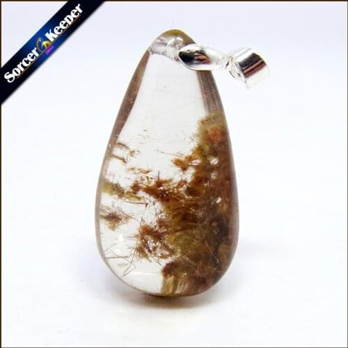 Rare Natural Quartz Gold Rutilated Garden Quartz Crystal Love Necklace Pendant natural minerals Fish Tank Beads MS817