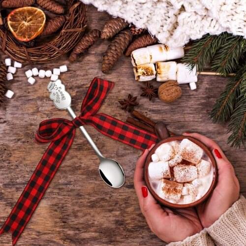 12 Pieces Christmas Coffee Spoon Stainless Steel Mini Spoon for Coffee Tea Soup Sugar Dessert Seasoning Ice Cream