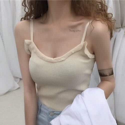 Sexy Vest For Girls Sexy Causal Knitted Camis Tops Sleeveless Basic Camisole Summer Women Beach Wear Hot
