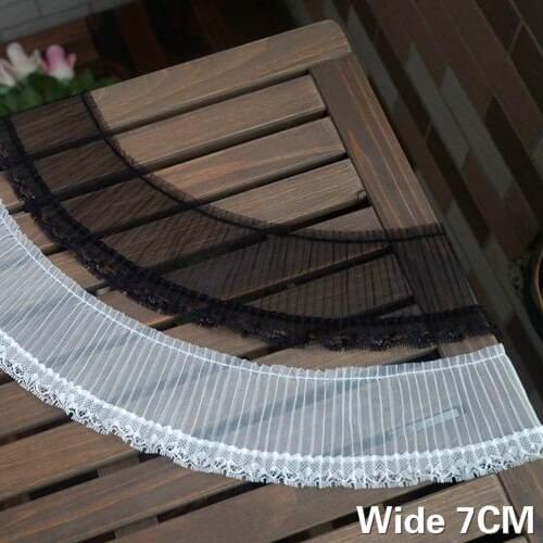 7CM Wide Mesh Pleated Black White Soft Mesh Lace Collar Sleeves Edge Trim Stitching Wedding Veil Decoration Clothing Accessories
