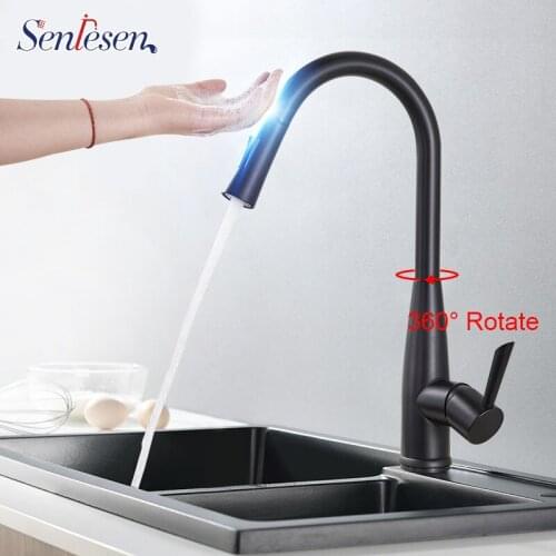 Senlesen Sense Kitchen Faucet Touch Tap Matte Black Sensor Pull Out Water Double Modes Tap Mixer Water Hot and Cold Water