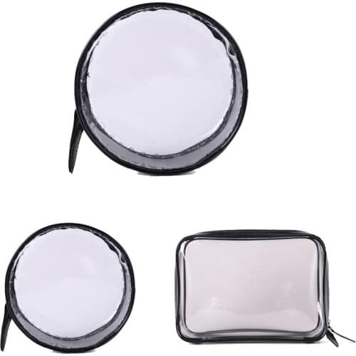 New Travel PVC Cosmetic Bags Women Transparent Clear Zipper Makeup Bags Organizer Bath Wash Make Up Tote Handbags Case