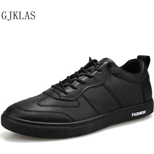 Casual Leather Shoes Men Flat Sneakers Black White Sneaker Men Cheap Light Outdoor Shoes Men Original Fashion Low Top Sneakers