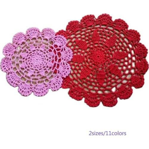 Vintage round lace cotton table place mat crochet coffee placemat pad Christmas drink coaster cup mug tea dining doily kitchen