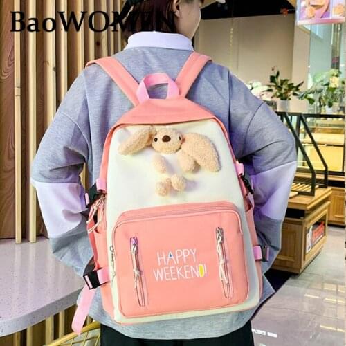 BaoWomen Waterproof Nylon Women Backpack Large Capacity College School Girls Shoulder Bags Black Blue Green For Travel Mochila