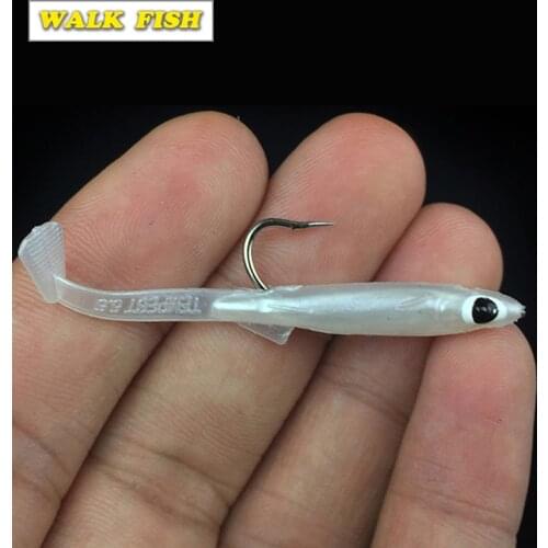 WALK FISH 3PCS/Lot Fishing Soft Bait with Hook Eel cub Lifelike Silicone Bass Lure 3D Eyes Jerkbaits Swimbaits Pesca Tackle
