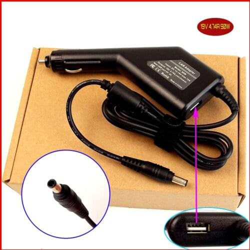 Laptop DC Power Car Adapter Charger 19V 4.74A 90W + USB Port for Samsung Np350v5c Np355v5c Np355e7c Np365e5c SPA-V20 SPA-V20E/E