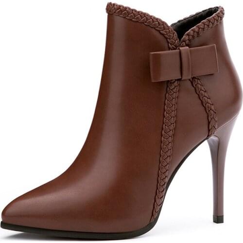 Womens shoes new fashion sexy high heel Martin boots pointed toe show thin soft soles comfortable fine short boots