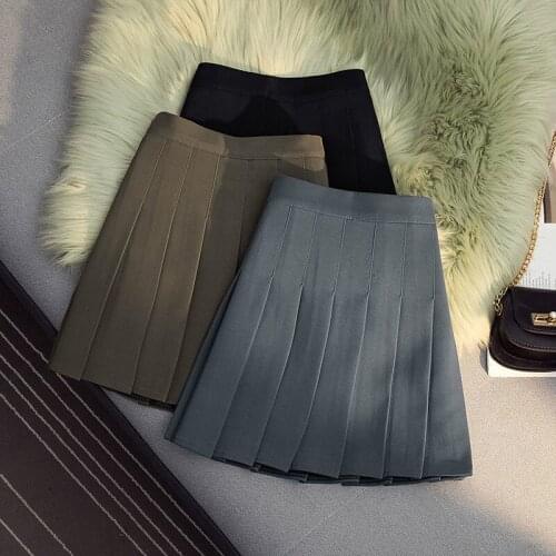 Women Fashion Autumn Winter Warm Mini Skirts Vintage High Waist Pleated Skirts Kawaii Female Blazer Skirt Short Bottoms