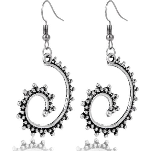 Vendimia Retro Punk Spiral Metal Circle Drop Earrings for Women Gothic Whirlpool Gear Alloy Dangling Earrings Ear Jewelry Gift