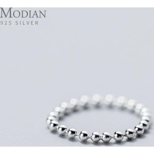 Modian Minimalist Glossy Beads Finger Ring for Women Authentic 925 Sterling Silver Ring Fashion Korea Style Fine Jewelry