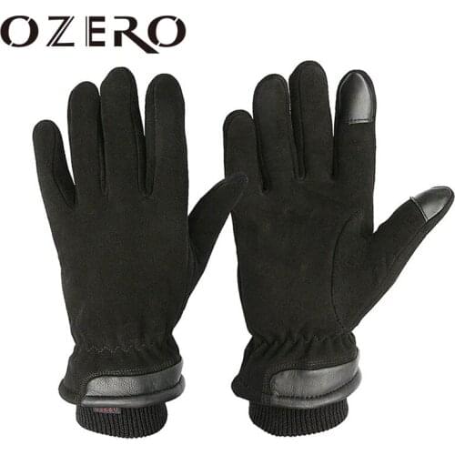 OZERO Touch Screen Motorcycle Gloves Leather Genuine Deerskin Cold-Proof Warm Riding Heated Moto Gloves Winter Men Women 8011