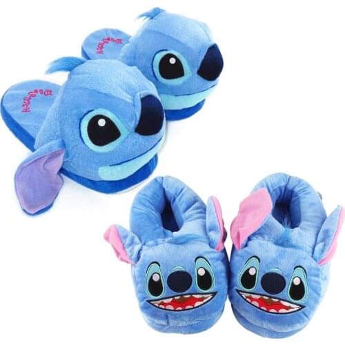 28cm 2Styles Disney Lilo and Stitch Plush Slippers Indoor Home Winter Warm Soft Stuffed Shoes For Adults Kids Birthday Gifts