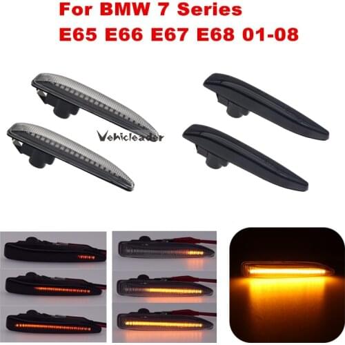 2Pcs Car LED Side Marker Turn Signal Lights Dynamic Flowing Sequential Indicator Lamp For BMW 7 Series E65 E66 E67 E68 2001-2008