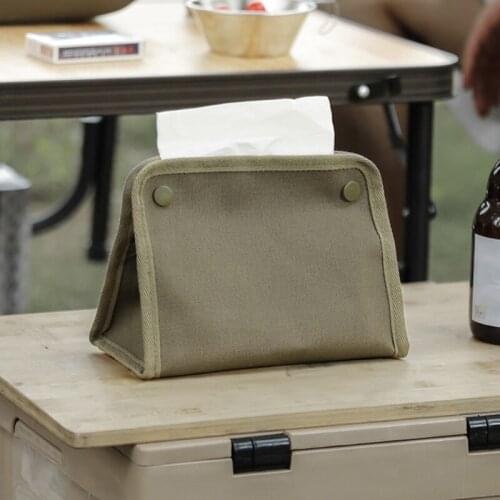 20x10x15cm Canvas Tissue Box Durable Snap Design Large Capacity Foldable Portable Facial Tissue Organizer For Outdoor Camping