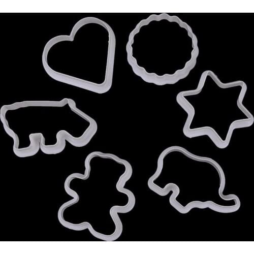 6Pcs/set Kitchen Tool Biscuit Cutters Animal Shaped Plastic Cookie Pastry Fondant Moulds Biscuit Mold For Fondant Cake Decor