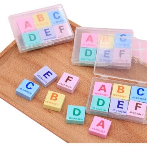6pcs/pack Party Favors Creative Letter A-F Rubber Suit eraser Box school supplies papelaria gift toy for kids penil eraser
