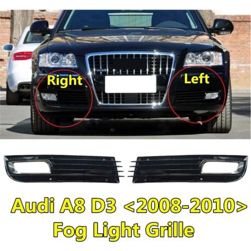 ABS Original Style Car Front Bumper Cover Fog Light Grille Fog Lamp Grills For Audi- A8 D3 2008 2009 2010 Car Accessories Frame
