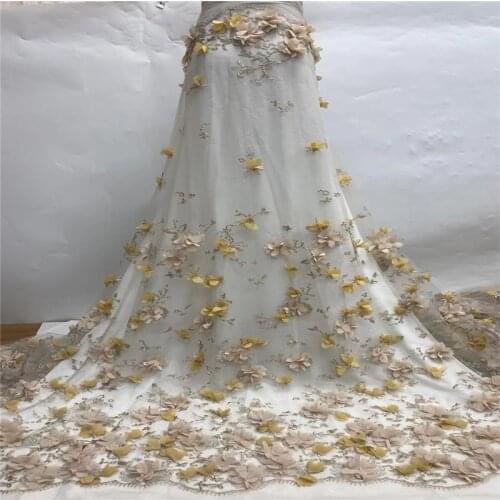 African Lace Fabric 2021 High Quality Lace 3D Flower Lace Fabric Beautiful Applique Lace For Nigerian Wedding Dress JH-325