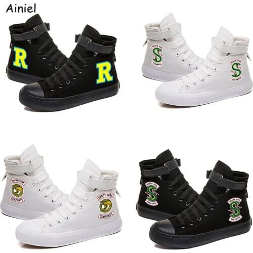 Ainiel South Side Serpents Riverdale Cosplay Canvas Shoes High Casual Leisure Sneakers Shoes Riverdale Serpents Halloween Gifts