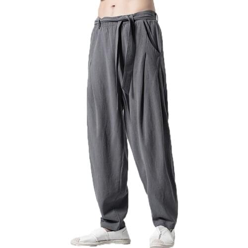 Spring summer Harem Pants Men Casual Sweatpants Elastic Waist oversize linen pants Brand Mens Joggers Hip Hop Trousers 5xl