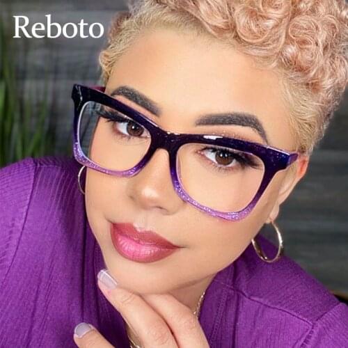 Decorative Glasses Purple Computer Glasses Frame Women Eyeglasses Square Anti Blue Light Female Oversized Womens Glasses 2021