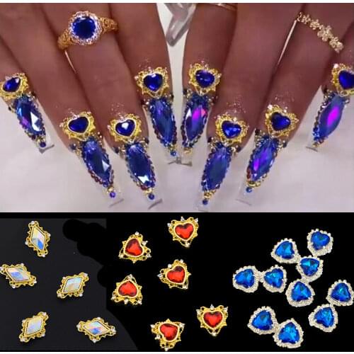 10psc/lot ab crystal glass 3D nail art ornaments 10-14mm rhinestone for nail art gem holographic effect charm DIY Nail Supplies