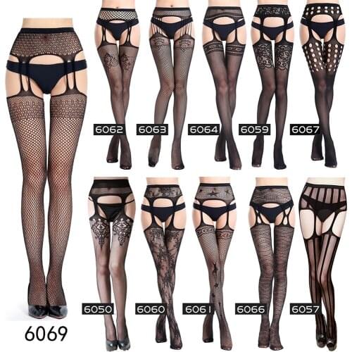 Erotic Underwear Hollow Garter Jacquard Pants Bottoming Pantyhose Big Mesh Fishnet Socks Sexy Lingerie for Sex Intimate Goods
