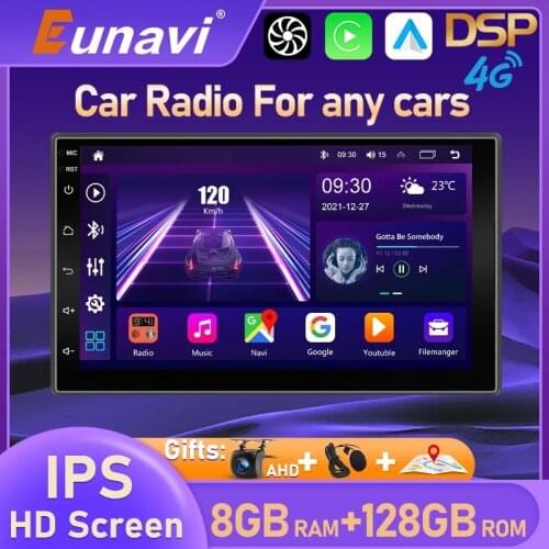Eunavi 2 Din 7“Universal Car Mutimedia Player Radio Audio Auto GPS Navigation Android 2din Headunit TDA7851 4G 64GB DSP WIFI