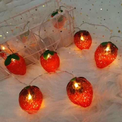 Creative 10/20LED Strawberry String Lights Battery Powered Christmas Garland Fairy Lights for Party Childrens Room Decoration