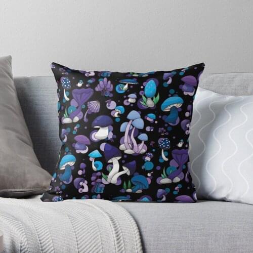 Mushroom - cool colours Throw Pillow Cushion Cover Polyester throw pillows case on sofa home living room car seat decor 45x45cm