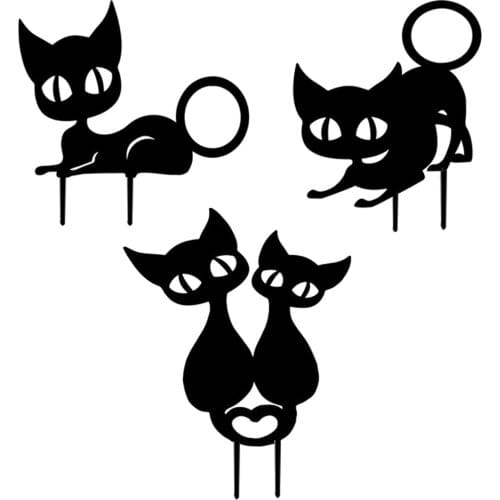 Art Outdoor Kitten Metal Statue Peg Cat Figure Ground Insert Decor For Yard Decor Gift Manor Lawn Black Garden Decoration