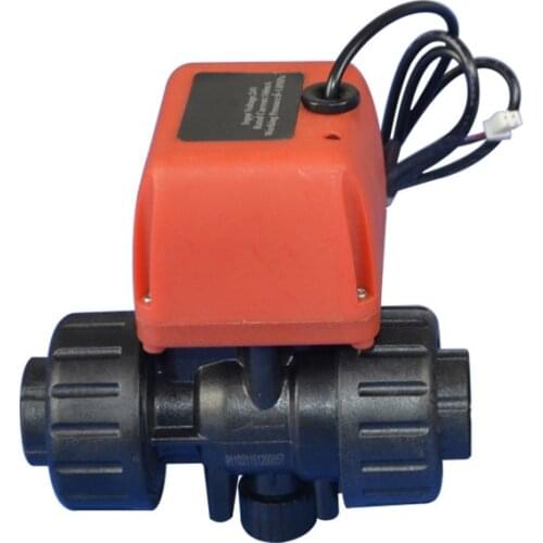 Micro motorized ball valve 6V /12V/24V DC alkali resistant on/off 12.5 sec pvc plastic electric valve G1" thread connection