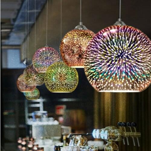 Nordic post-modern minimalist restaurant American home lighting creative personality LED color 3D glass chandeliers LB12286