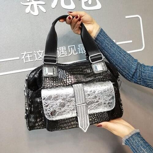 2021 New Womens Handbag Alligator Diamond Matching Stone Pattern Handbag Brand Shoulder Bag Dual-use Large Capacity Travel Bag