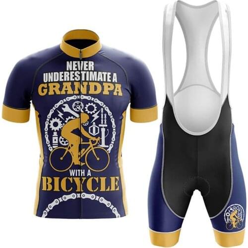 New 2021 Grandpa Over Men Cycling Jersey Set Sports Team Bike Clothing Quick Dry Summer Sleeve Cycling Shirt Bib Short Gel Pad