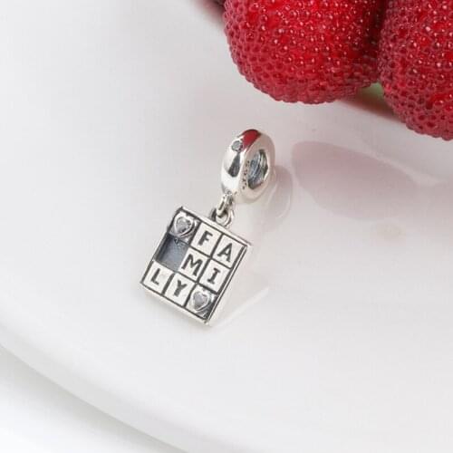 New Original 925 Sterling Silver Beads Family Game Night Dangle Charm Clear CZ Fit Pandora Bracelets Women DIY Jewelry Dropship
