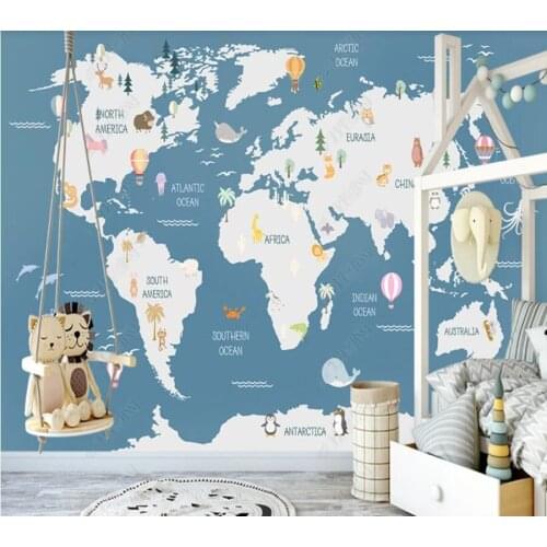 Papel de parede Hand drawn nordic cartoon world animal cute childrens room 3d wallpaper children bedroom wall papers home decor